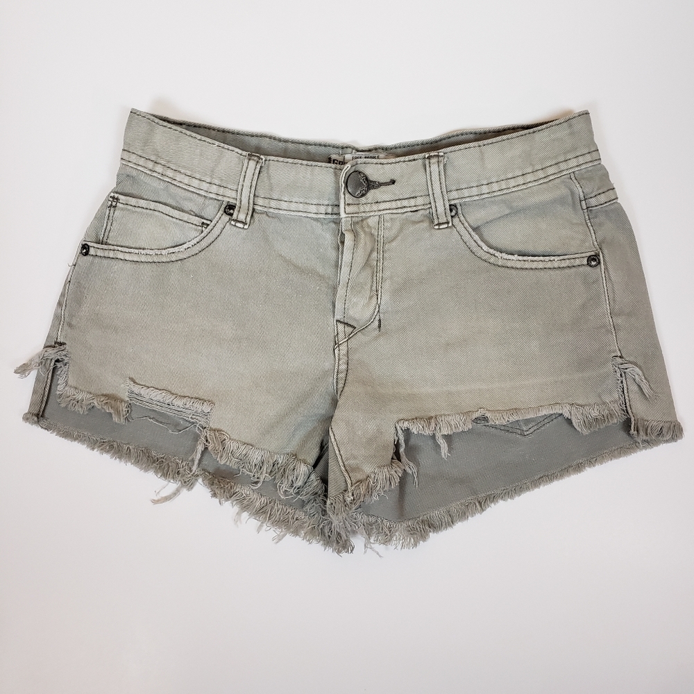 free people Gray Denim High Rise Shorts